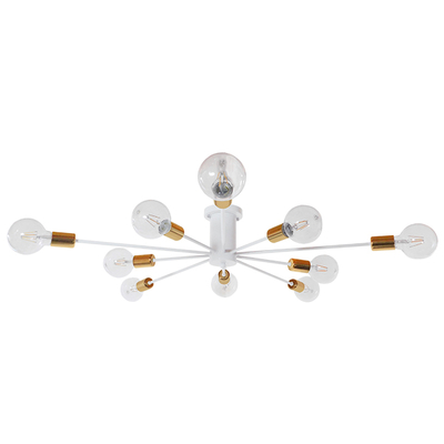 GLOBOSTAR® OLINDA 01383 Μοντέρνο Φωτιστικό Οροφής με Ντουί 10 x E27 AC 220-240V IP20 - Λευκό & Χρυσό - Μ95 x Π95 x Υ17cm