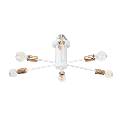 GLOBOSTAR® OLINDA 01385 Μοντέρνο Φωτιστικό Οροφής με Ντουί 6 x E27 AC 220-240V IP20 - Λευκό & Χάλκινο - Μ60 x Π60 x Υ20cm