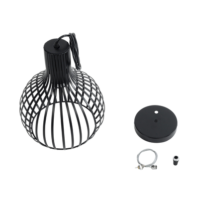 GLOBOSTAR® SCANDI 01386 Vintage Κρεμαστό Φωτιστικό Οροφής με Ντουί 1 x E27 AC 220-240V IP20 - Μαύρο - Μ23 x Π23 x Υ30cm