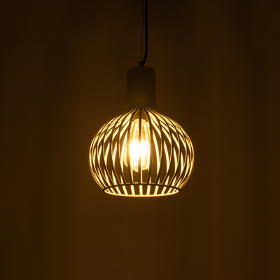 GLOBOSTAR® SCANDI 01387 Vintage Κρεμαστό Φωτιστικό Οροφής με Ντουί 1 x E27 AC 220-240V IP20 - Μπεζ - Μ23 x Π23 x Υ30cm