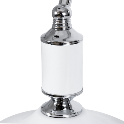 GloboStar® LIBRARY 01390 Vintage Επιτραπέζιο Φωτιστικό Πορτατίφ Μονόφωτο 1 x E27 IP20 Λευκό & Ασημί Μέταλλο με Λευκό Γυαλί - Μ26.5 x Π19 x Υ38cm