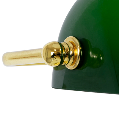 GloboStar® LIBRARY 01391 Vintage Επιτραπέζιο Φωτιστικό Πορτατίφ Μονόφωτο 1 x E27 IP20 Χρυσό Μέταλλο με Πράσινο Γυαλί - Μ26.5 x Π19 x Υ38cm