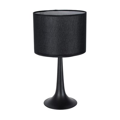 GloboStar® AMBROSIA 01394 Μοντέρνο Επιτραπέζιο Φωτιστικό Πορτατίφ Μονόφωτο 1 x E27 IP20 Μαύρο Μέταλλο με Μαύρο Ύφασμα - Μ25 x Π25 x Υ46cm