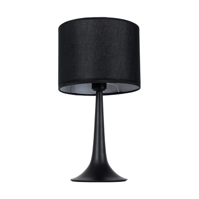 GloboStar® AMBROSIA 01394 Μοντέρνο Επιτραπέζιο Φωτιστικό Πορτατίφ Μονόφωτο 1 x E27 IP20 Μαύρο Μέταλλο με Μαύρο Ύφασμα - Μ25 x Π25 x Υ46cm