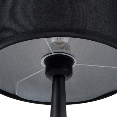 GloboStar® AMBROSIA 01394 Μοντέρνο Επιτραπέζιο Φωτιστικό Πορτατίφ Μονόφωτο 1 x E27 IP20 Μαύρο Μέταλλο με Μαύρο Ύφασμα - Μ25 x Π25 x Υ46cm