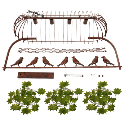 GLOBOSTAR® NEST 01402 Vintage Κρεμαστό Φωτιστικό Οροφής με Ντουί 4 x E27 AC 220-240V IP20 - Χάλκινο & Πράσινο - Μ103 x Π34 x Υ36.5cm