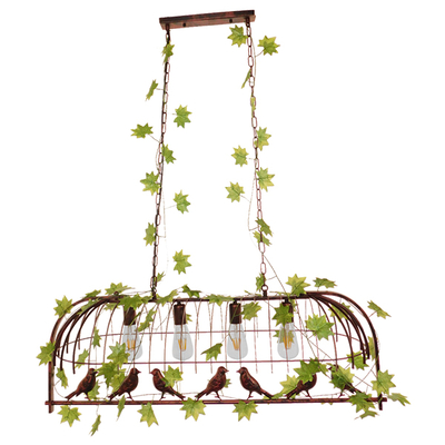 GLOBOSTAR® NEST 01402 Vintage Κρεμαστό Φωτιστικό Οροφής με Ντουί 4 x E27 AC 220-240V IP20 - Χάλκινο & Πράσινο - Μ103 x Π34 x Υ36.5cm