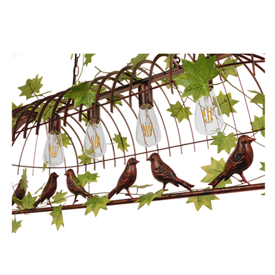 GLOBOSTAR® NEST 01402 Vintage Κρεμαστό Φωτιστικό Οροφής με Ντουί 4 x E27 AC 220-240V IP20 - Χάλκινο & Πράσινο - Μ103 x Π34 x Υ36.5cm