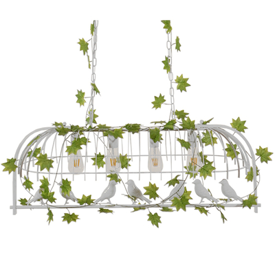 GLOBOSTAR® NEST 01403 Vintage Κρεμαστό Φωτιστικό Οροφής με Ντουί 4 x E27 AC 220-240V IP20 - Λευκό & Πράσινο - Μ103 x Π34 x Υ36.5cm