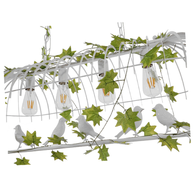 GLOBOSTAR® NEST 01403 Vintage Κρεμαστό Φωτιστικό Οροφής με Ντουί 4 x E27 AC 220-240V IP20 - Λευκό & Πράσινο - Μ103 x Π34 x Υ36.5cm