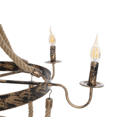 GLOBOSTAR® VICTORIAN 01404 Vintage Κρεμαστό Φωτιστικό Οροφής με Ντουί 6 x E14 AC 220-240V IP20 - Χάλκινο Εφέ Σκουριάς & Μπεζ - Μ85 x Π85 x Υ85cm
