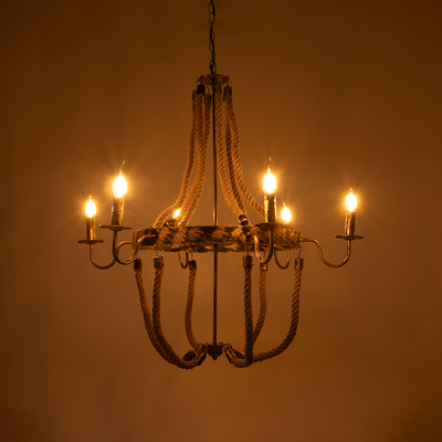 GLOBOSTAR® VICTORIAN 01404 Vintage Κρεμαστό Φωτιστικό Οροφής με Ντουί 6 x E14 AC 220-240V IP20 - Χάλκινο Εφέ Σκουριάς & Μπεζ - Μ85 x Π85 x Υ85cm