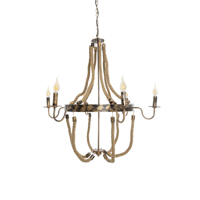 GLOBOSTAR® VICTORIAN 01404 Vintage Κρεμαστό Φωτιστικό Οροφής με Ντουί 6 x E14 AC 220-240V IP20 - Χάλκινο Εφέ Σκουριάς & Μπεζ - Μ85 x Π85 x Υ85cm