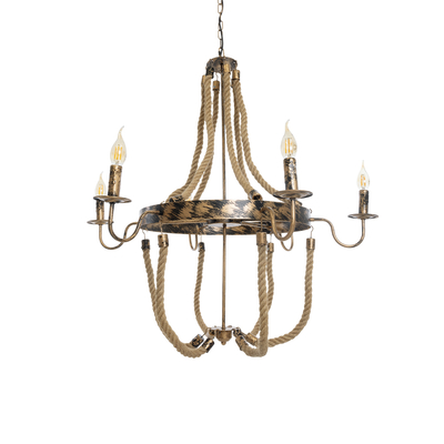 GLOBOSTAR® VICTORIAN 01404 Vintage Κρεμαστό Φωτιστικό Οροφής με Ντουί 6 x E14 AC 220-240V IP20 - Χάλκινο Εφέ Σκουριάς & Μπεζ - Μ85 x Π85 x Υ85cm