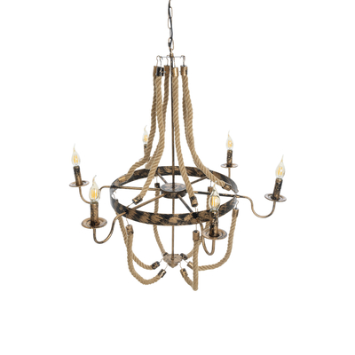 GLOBOSTAR® VICTORIAN 01404 Vintage Κρεμαστό Φωτιστικό Οροφής με Ντουί 6 x E14 AC 220-240V IP20 - Χάλκινο Εφέ Σκουριάς & Μπεζ - Μ85 x Π85 x Υ85cm