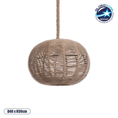 GLOBOSTAR® MANDALA 01331 Vintage Κρεμαστό Φωτιστικό Οροφής με Ντουί 1 x E27 AC 220-240V IP20 - Μπεζ - Μ40 x Π40 x Υ33cm