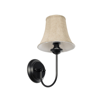 GLOBOSTAR® SHELLY 01299 Vintage Φωτιστικό Τοίχου - Απλίκα με Ντουί 1 x E27 AC 220-240V IP20 - Μαύρο & Μπεζ - Μ13 x Π18 x Υ34cm