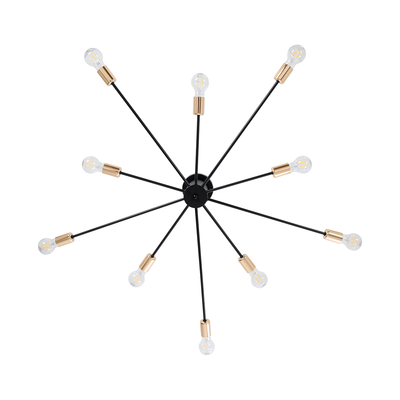 GLOBOSTAR® OLINDA 01244 Μοντέρνο Φωτιστικό Οροφής με Ντουί 10 x E27 AC 220-240V IP20 - Μαύρο & Χρυσό - Μ102 x Π102 x Υ17cm