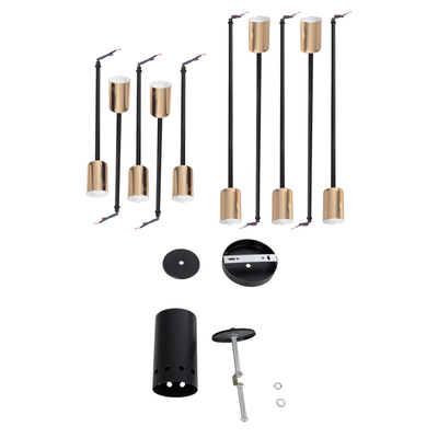 GLOBOSTAR® OLINDA 01244 Μοντέρνο Φωτιστικό Οροφής με Ντουί 10 x E27 AC 220-240V IP20 - Μαύρο & Χρυσό - Μ102 x Π102 x Υ17cm