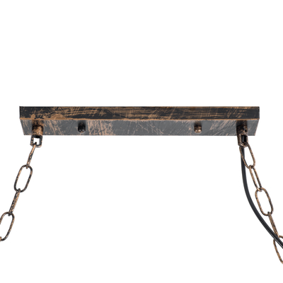 GLOBOSTAR® RAILROAD 01379 Vintage Κρεμαστό Φωτιστικό Οροφής με Ντουί 6 x E27 AC 220-240V IP20 - Μπεζ & Χάλκινο - Μ80 x Π4 x Y55cm