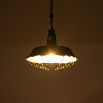 GLOBOSTAR® CRANE 01408 Vintage Κρεμαστό Φωτιστικό Οροφής με Ντουί 1 x E27 AC 220-240V IP20 - Πράσινο & Μπεζ - Μ36 x Π36 x Y31cm