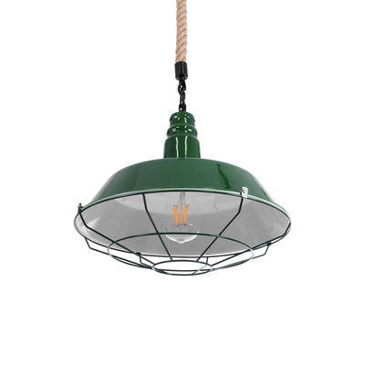 GLOBOSTAR® CRANE 01408 Vintage Κρεμαστό Φωτιστικό Οροφής με Ντουί 1 x E27 AC 220-240V IP20 - Πράσινο & Μπεζ - Μ36 x Π36 x Y31cm