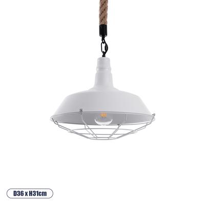 GLOBOSTAR® CRANE 01409 Vintage Κρεμαστό Φωτιστικό Οροφής με Ντουί 1 x E27 AC 220-240V IP20 - Λευκό & Μπεζ - Μ36 x Π36 x Υ31cm