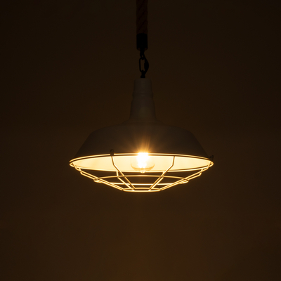 GLOBOSTAR® CRANE 01409 Vintage Κρεμαστό Φωτιστικό Οροφής με Ντουί 1 x E27 AC 220-240V IP20 - Λευκό & Μπεζ - Μ36 x Π36 x Υ31cm