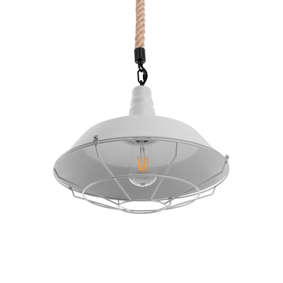 GLOBOSTAR® CRANE 01409 Vintage Κρεμαστό Φωτιστικό Οροφής με Ντουί 1 x E27 AC 220-240V IP20 - Λευκό & Μπεζ - Μ36 x Π36 x Υ31cm