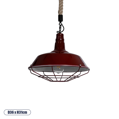 GLOBOSTAR® CRANE 01410 Vintage Κρεμαστό Φωτιστικό Οροφής με Ντουί 1 x E27 AC 220-240V IP20 - Κόκκινο & Μπεζ - Μ36 x Π36 x Υ31cm