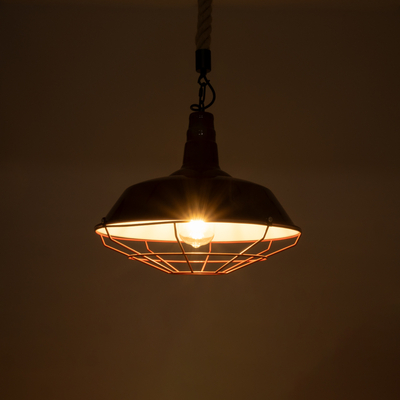 GLOBOSTAR® CRANE 01410 Vintage Κρεμαστό Φωτιστικό Οροφής με Ντουί 1 x E27 AC 220-240V IP20 - Κόκκινο & Μπεζ - Μ36 x Π36 x Υ31cm