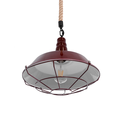 GLOBOSTAR® CRANE 01410 Vintage Κρεμαστό Φωτιστικό Οροφής με Ντουί 1 x E27 AC 220-240V IP20 - Κόκκινο & Μπεζ - Μ36 x Π36 x Υ31cm