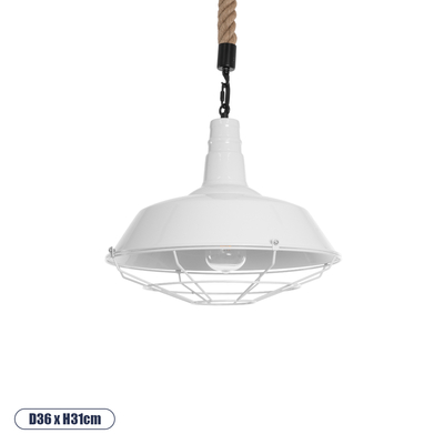 GLOBOSTAR® PUPPET 01412 Vintage Κρεμαστό Φωτιστικό Οροφής με Ντουί 1 x E27 AC 220-240V IP20 - Λευκό & Μπεζ - Μ36 x Π36 x Y31cm