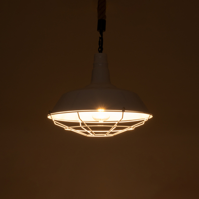 GLOBOSTAR® PUPPET 01412 Vintage Κρεμαστό Φωτιστικό Οροφής με Ντουί 1 x E27 AC 220-240V IP20 - Λευκό & Μπεζ - Μ36 x Π36 x Y31cm