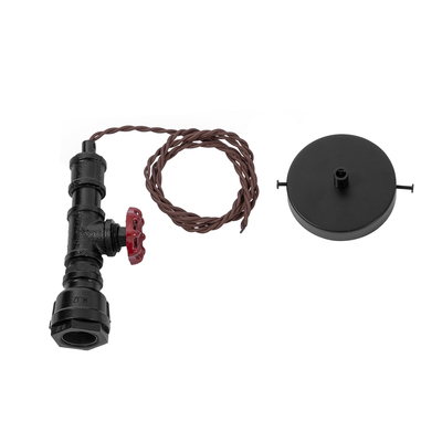 GLOBOSTAR® SPIGOT 01415 Vintage Κρεμαστό Φωτιστικό Οροφής με Ντουί 1 x E27 AC 220-240V IP20 - Μαύρο & Κόκκινο - Μ5 x Π5 x Y20cm