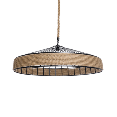 GLOBOSTAR® SAHARA 01416 Boho Κρεμαστό Φωτιστικό Οροφής με Ντουί 1 x E27 AC 220-240V IP20 - Μπεζ & Μαύρο - Μ80 x Π80 x Y25cm