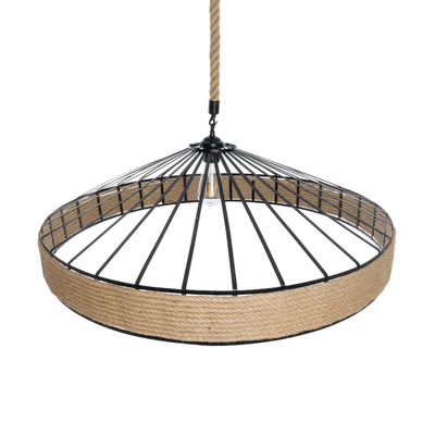 GLOBOSTAR® SAHARA 01416 Boho Κρεμαστό Φωτιστικό Οροφής με Ντουί 1 x E27 AC 220-240V IP20 - Μπεζ & Μαύρο - Μ80 x Π80 x Y25cm