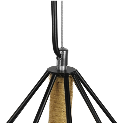 GLOBOSTAR® FLUTED 01422 Vintage Κρεμαστό Φωτιστικό Οροφής με Ντουί 1 x E27 AC 220-240V IP20 - Μαύρο & Μπεζ - Μ50 x Π50 x Y44cm