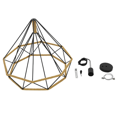 GLOBOSTAR® FLUTED 01422 Vintage Κρεμαστό Φωτιστικό Οροφής με Ντουί 1 x E27 AC 220-240V IP20 - Μαύρο & Μπεζ - Μ50 x Π50 x Y44cm