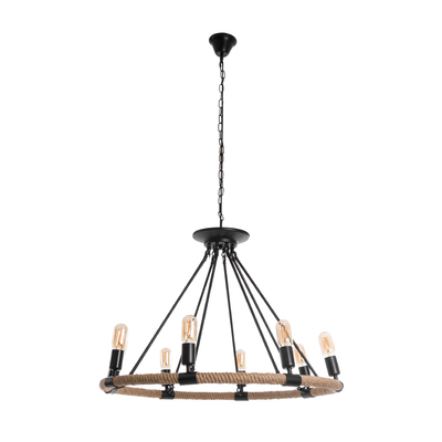 GLOBOSTAR® MILLBANK 01423 Vintage Κρεμαστό Φωτιστικό Οροφής με Ντουί 8 x E27 AC 220-240V IP20 - Μαύρο & Μπεζ - Μ80 x Π80 x Y54cm