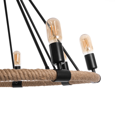 GLOBOSTAR® MILLBANK 01423 Vintage Κρεμαστό Φωτιστικό Οροφής με Ντουί 8 x E27 AC 220-240V IP20 - Μαύρο & Μπεζ - Μ80 x Π80 x Y54cm