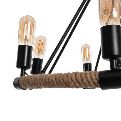 GLOBOSTAR® MILLBANK 01423 Vintage Κρεμαστό Φωτιστικό Οροφής με Ντουί 8 x E27 AC 220-240V IP20 - Μαύρο & Μπεζ - Μ80 x Π80 x Y54cm