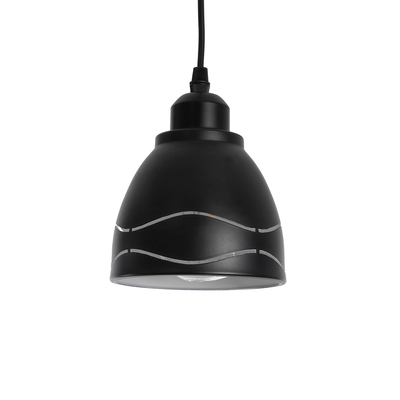 GLOBOSTAR® COOLIE 01477 Μοντέρνο Κρεμαστό Φωτιστικό Οροφής με Ντουί 1 x E27 AC 220-240V IP20 - Μαύρο & Ασημί - Μ12.5 x Π12.5 x Υ11.5cm