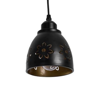 GLOBOSTAR® COOLIE 01479 Μοντέρνο Κρεμαστό Φωτιστικό Οροφής με Ντουί 1 x E27 AC 220-240V IP20 - Μαύρο & Χρυσό - Μ12.5 x Π12.5 x Υ11.5cm