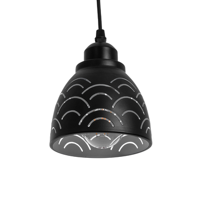 GLOBOSTAR® COOLIE 01482 Μοντέρνο Κρεμαστό Φωτιστικό Οροφής με Ντουί 1 x E27 AC 220-240V IP20 - Μαύρο & Ασημί - Μ12.5 x Π12.5 x Υ11.5cm