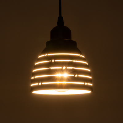 GLOBOSTAR® COOLIE 01483 Μοντέρνο Κρεμαστό Φωτιστικό Οροφής με Ντουί 1 x E27 AC 220-240V IP20 - Μαύρο & Ασημί - Μ12.5 x Π12.5 x Υ11.5cm