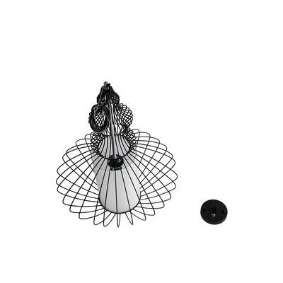 GLOBOSTAR® LILY 01558 Vintage Κρεμαστό Φωτιστικό Οροφής με Ντουί 1 x E27 AC 220-240V IP20 - Μαύρο & Λευκό - Μ43 x Π43 x Υ55cm