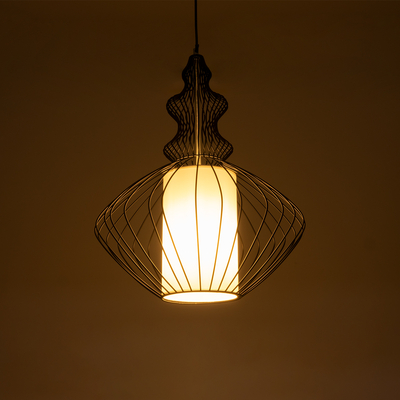 GLOBOSTAR® LILY 01558 Vintage Κρεμαστό Φωτιστικό Οροφής με Ντουί 1 x E27 AC 220-240V IP20 - Μαύρο & Λευκό - Μ43 x Π43 x Υ55cm