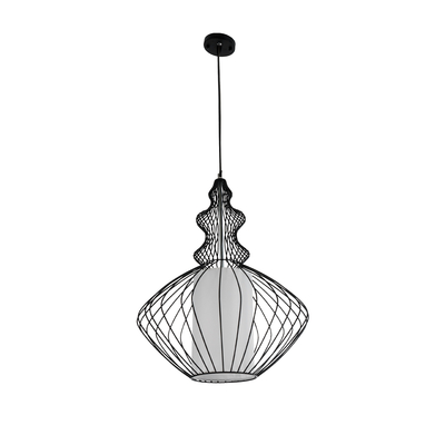 GLOBOSTAR® LILY 01558 Vintage Κρεμαστό Φωτιστικό Οροφής με Ντουί 1 x E27 AC 220-240V IP20 - Μαύρο & Λευκό - Μ43 x Π43 x Υ55cm