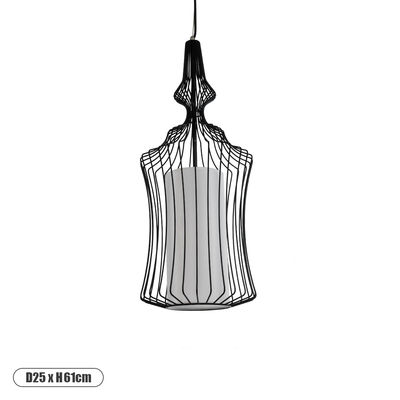 GLOBOSTAR® LILY 01559 Vintage Κρεμαστό Φωτιστικό Οροφής με Ντουί 1 x E27 AC 220-240V IP20 - Μαύρο & Λευκό - Μ25 x Π25 x Υ61cm